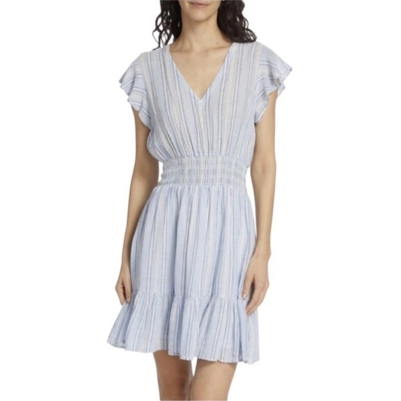 Rails Tara Napoli Flutter Sleeve Linen Blend Dress